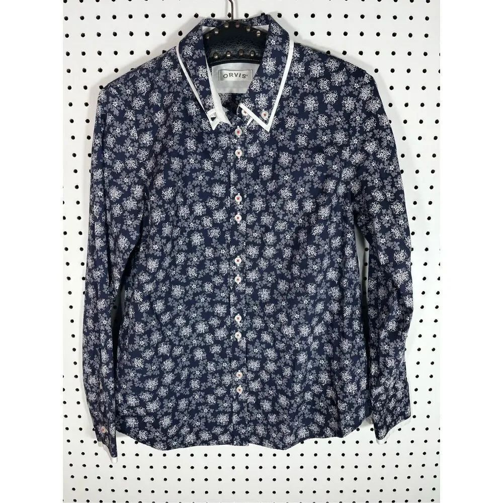 Orvis double collar floral button down shirt size 10